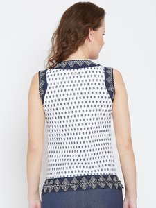 Débardeur sans manches pour femme à pois avec col échancré et ourlet brodé – Tenue décontractée - Product Image 6