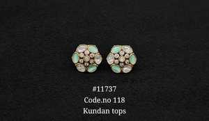 Pendientes de Aro Kundan 11737, Pendientes Chapados en Mehandi, Pendientes Étnicos de Latón con Forma de Flor, Joyería Estilo Kundan para Mujer, Regalo para Fiesta - Product Image 2