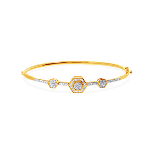 Bracelet élégant en or jaune 18 carats avec diamant hexagonal rond brillant cultivé en laboratoire - Product Image 2