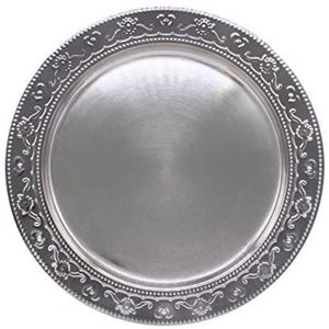Luxury Silver Metal Charger <b>Plate</b> Beaded Edge Stainless Steel Dinner Decorative Underplate Table <b>Mat</b> for Wedding Party Event - Product Image 3