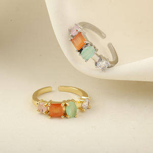 Anillos de Plata y Oro de Aniversario al por Mayor QIKU, Anillos de Zirconia Coloridos Ajustables, Elegantes y Únicos de Alta Calidad <span class=keywords><strong>para</strong></span> Mujer - Product Image 1