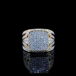 Anillo de compromiso de plata de ley 925 con baño de rodio y moissanita, diseño cuadrado con incrustaciones de diamantes, joyería de lujo estilo hip hop. - Product Image 1