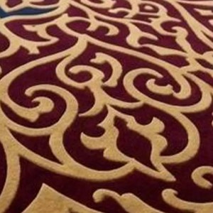 Tapis irrégulier à motifs médaillon, bleu roi et bordeaux, traditionnel, tufté à la main, en laine, antidérapant, pour salon, chambre, décoration intérieure - Product Image 4