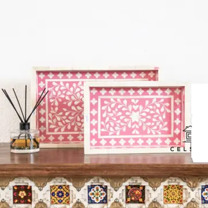 Trending Design Bone Inlay Tray colourful Bone Inlay Serving Tray With Handle Decorative Trays At very low wholesale Price - Product Image 1