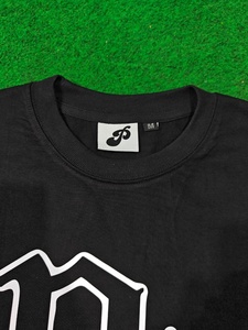<b>Men's</b> Black Cotton T-Shirt With Puff Logo Print Regular Fit Casual Streetwear Short Sleeve O-Neck Jersey Tee - Product Image 2