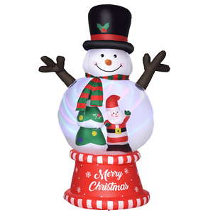 Decorazioni Natalizie Gonfiabili da Esterno con Luci LED Colorate Rotanti da 2,4 m, con Pupazzo di Neve - Product Image 1
