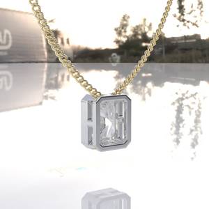 Radiant Cut Moissanite Pendant, Solid Gold Certified Radiant Lab Grown Diamond Pendant Necklace, Radiant Cut Diamond Pendant - Product Image 5