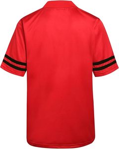 <b>Red</b> Short Sleeve Sports Jersey With Black Stripes Polyester Durable Athletic Wear Casual Outwear - Product Image 2