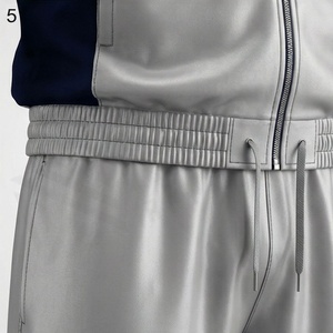 Men's Silver <b>Navy</b> Color Blocking Tracksuit Full Zip Stand Collar Sporty Design Quick Dry Polyester Autumn Wear - Product Image 5