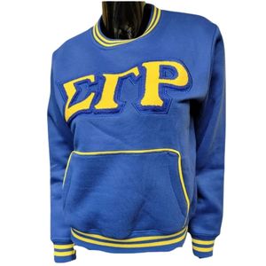 Sweat-shirt en chenille bleu pour femme de la sororité Sigma Gamma Rho, pull à col rond en polaire avec lettres grecques, vêtement décontracté pour l'université - Product Image 1