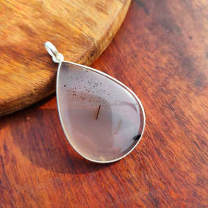 Handmade <b>Solid</b> 925 Sterling Silver, Natural Gemstone, Rare Montana Agate <b>Pendant</b>, Pear Shape <b>Pendant</b>, Gift For Wedding - Product Image 2