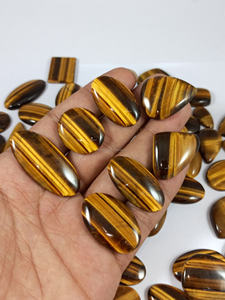 Piedra Preciosa Natural de Ojo de Tigre Amarillo de la Mejor Calidad, Corte Cabochón, Forma Mixta para Joyería - Product Image 3