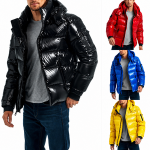Vestes matelassées pour hommes, couleur marine, col montant, fermeture éclair, coupe-vent, manteau d'hiver décontracté, coupe régulière, rembourrage en polyester - Product Image 3
