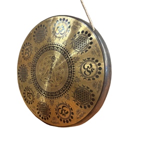 Campana de canto decorativa de Metal Gong de luna llena Tam-Tam tradicional hecha a mano de Nepal para fines curativos de meditación de Yoga - Product Image 1