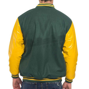 Veste de baseball pour homme en cuir de haute qualité, dernier design, respirante, à manches en cuir surdimensionnées. - Product Image 2