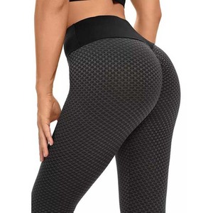 Leggings de yoga taille haute pleine longueur avec motif à pois, design texturé sans couture pour le fitness, la course et les vêtements de sport - Product Image 6