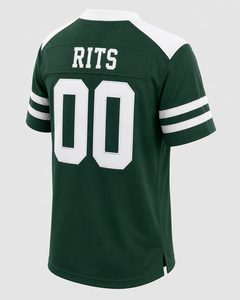 RITS Men's Green American Football Jersey O-Neck Short Sleeve Tackle Moisture Wicking Breathable Anti-Bacterial Adjustable Strap - Product Image 4