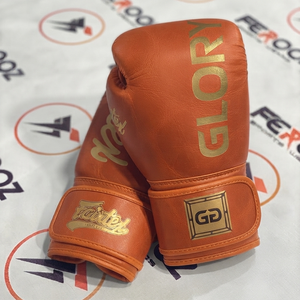 Gants de boxe en cuir de vachette véritable, double teinte orange, fermeture auto-agrippante, design personnalisé pour entraînement, équipement adulte - Product Image 1
