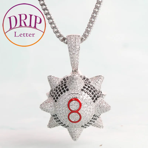 Mens Hip Hop Football 8 Pendant Necklace <b>Iced</b> <b>Out</b> Sports Number Charm Bling <b>Chain</b> Streetwear Fashion Jewelry Accessories Gift - Product Image 4