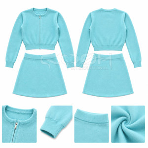 Ensemble deux pièces Cosh International Sisterhood Sorority, haut à col rond avec fermeture éclair et mini-jupe, couleur unie, tenue décontractée pour le printemps - Product Image 6