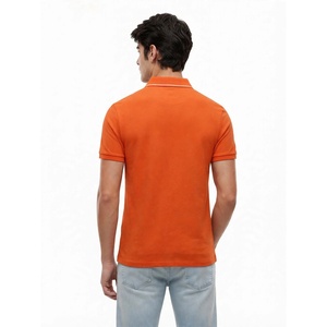 Camisa Polo Naranja para Hombre, Manga Corta, Casual, Verano, Golf, Tenis, Diseño con Ribete Blanco en Contraste, Algodón Suave y Transpirable - Product Image 2