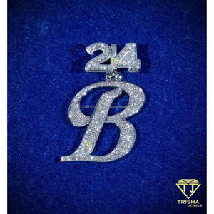 Luxury B 24 Letter Pendant Necklace Custom Number <b>Iced</b> <b>Out</b> moissanite Diamond Hip Hop <b>Chain</b> Fashion Jewelry Wholesale - Product Image 2