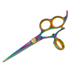 5.5 pouces soins professionnels 3 anneaux arc-en-ciel titane enduit ciseaux ou cisailles professionnel en acier inoxydable coupe de cheveux cisailles - Product Image 4