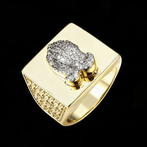 Anillo de cóctel chapado en rodio AMBER JEWELS con engaste de púas, piedra natural, diseño de cruz religiosa, unisex, para uso diario, IGI Fine - Product Image 3