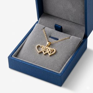 Custom 10K <b>Gold</b> Initial Alphabet <b>Pendant</b> Triple Heart Shape Iced Natural Diamond for Romantic Valentine's Day Anniversary Gifts - Product Image 5