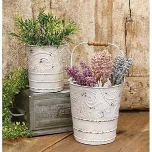 Jardinière carrée finition gris patiné avec embouts en boule, pot de fleurs d'extérieur pour jardin - Product Image 2