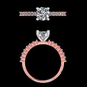 แหวนเพชรทรงกลม 1.47 กะรัต ตัวเรือนทองคำขาว 14k 18k  แบบสองสี  สำหรับงานหมั้นและงานแต่งงานสำหรับผู้หญิง - Product Image 3