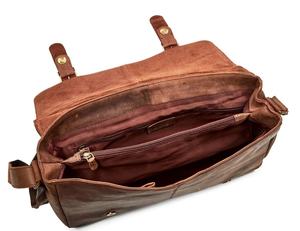 Sac à bandoulière pour ordinateur portable en cuir pleine fleur souple, vintage et léger, pour homme, type mallette ou sacoche - Product Image 4