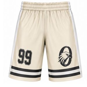 Pantalones Cortos Deportivos Sublimados para Hombre, Color Marfil, con Rayas, de Poliéster, para Hockey sobre Hielo, Uniformes de Equipo, Entrenamiento y Partidos - Product Image 1
