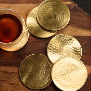 Brass Drink Coaster Set Wholesale Premium Metal Table Mats <b>Coffee</b> Tea Mug Glass Home Kitchen Hotel Restaurant Bulk Manufacturers - Product Image 1