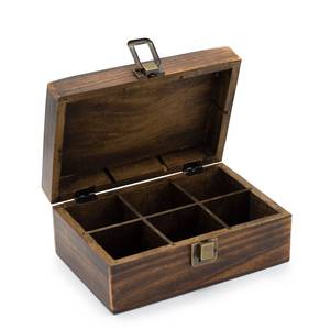 Handmade 6-Inch Rectangle MDF Wood & Leather <b>Treasure</b> Chest <b>Box</b> Hinged Lid for Wedding Decor Tea Flower Other Storage Purposes - Product Image 3