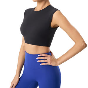 Top Deportivo Corto sin Mangas para Mujer, Cuello Alto, para Yoga, Gimnasio, Ejercicio, Ropa Deportiva, Venta al Por Mayor Personalizada - Product Image 5