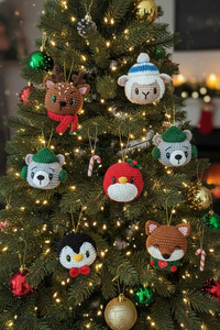 Juego de Muñecos Amigurumi de Ganchillo Navideños de Fantasía, Precio Económico, Gran Venta, Modelo Educativo de Algodón a Escala 1:4, Juguete de Santa Claus y Reno - Product Image 6