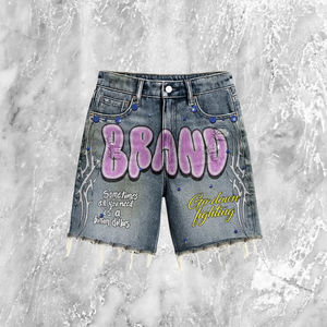 ชุดเซ็ตฮู้ดดี้โอเวอร์ไซส์สำหรับผู้ชายฤดูหนาวและกางเกงยีนส์ขาสั้น พิมพ์ลายโลโก้แบบ DTG ไม่มีเชือกผูก สตรีทแวร์สั่งทำได้ ผ้าฝ้ายระบายอากาศ ผ้าเฟรนช์เทอร์รี่ - Product Image 6