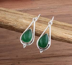 Boucles d'oreilles pendantes de luxe en turquoise verte naturelle, argent sterling 925, pierre précieuse porte-bonheur, bijoux de fête, cadeau pour femme - Product Image 3