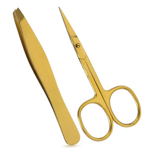 Pinzas para cejas de acero inoxidable y mini tijeras rectas para cejas, juego de herramientas de fácil agarre para recortar los pelos de las cejas - Product Image 5