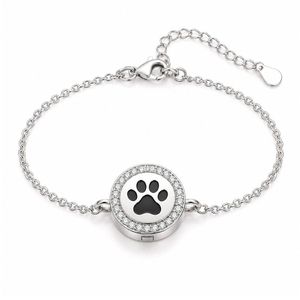 Stainless Steel Bracelet Pet <b>Memorial</b> with Rhinestone Round Paw <b>Locket</b>, Urn Cremation Jewelry for Pet Brands - Product Image 4