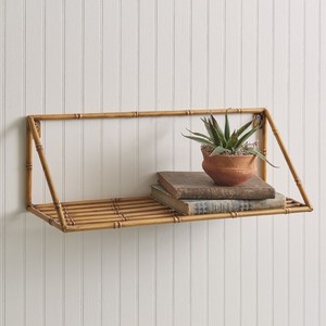 Étagère murale contemporaine en bambou avec supports métalliques - Décoration en bois écologique - Product Image 1