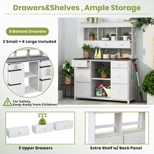 Tavolo da Giardinaggio Rustico ed Elegante con Cassetti Multipli e Ripiani per un Comodo Stoccaggio - Product Image 2