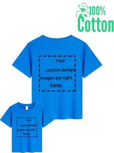 Custom Design Blue Short Sleeve O-Neck T-Shirt for Kids & Adults Casual Wear Printed Jersey Fabric Anti-Pilling 100% Cotton 160g - Product Image 2