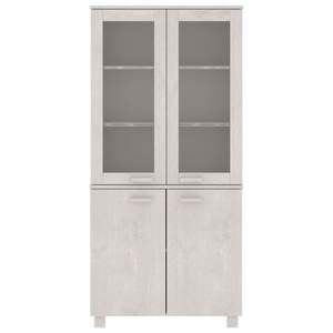 Juego de 2 Armarios Altos Grandes de Madera de Pino Macizo Blanco y MDF con Vitrina y Gabinetes para Vajilla - Product Image 3