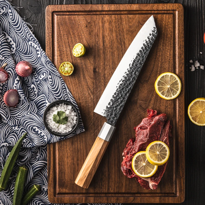 Cuchillo de Chef Japonés Artesanal de Acero al Carbono Forjado con Mango de Madera, Proveedor de Fábrica OEM - Product Image 4