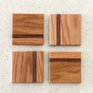 Juego de Posavasos Cuadrados de Madera Hechos a Mano con Diseño de Rayas de Dos Tonos, Posavasos para Bebidas, Artículos de Mesa Decorativos, Artesanía Única - Product Image 2