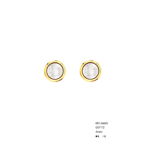 Orecchini Tz con Design a Conchiglia Rotonda in Acciaio Oro e Argento 6mm - Product Image 2