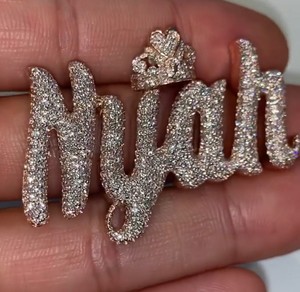 Iced Out <b>Chain</b> Pendant Men Jewelry 925 Sterling Silver Solid Gold Letter <b>Name</b> Hip Hop Custom MJoissanite Diamond Pendant - Product Image 1