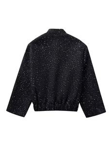 Men's Wool Blend Canvas Varsity <b>Jacket</b> Stand Collar Eco-Friendly Front Logo <b>Smart</b> <b>Casual</b> Autumn Wear Short Length Regular Fit - Product Image 2